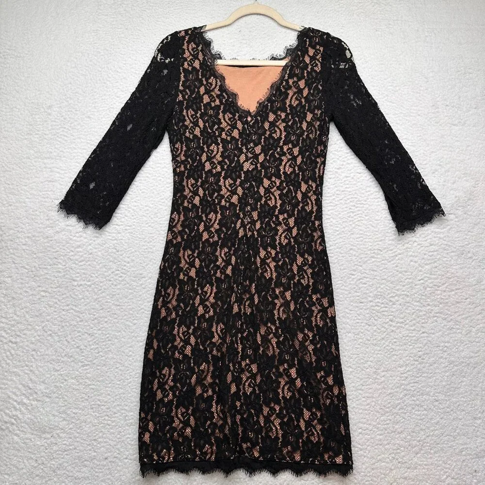 Aritzia Babaton | Women's Lace Mini Dress Black Size 4 - Picture 6 of 10